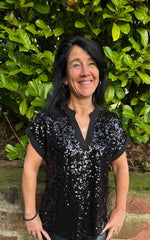 Lade das Bild in den Galerie-Viewer, Bluse Pailette/Chiffon schwarz
