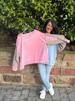 Lade das Bild in den Galerie-Viewer, Sweatshirt mit Streifeneinsatz am Arm
