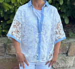 Lade das Bild in den Galerie-Viewer, Spitzenbluse mit Jeansdetails
