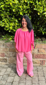 Lade das Bild in den Galerie-Viewer, Streifen Jogger Wide Leg Rosa-Pink

