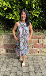 Lade das Bild in den Galerie-Viewer, Neckholder Kleid Phantasie Muster bunt
