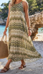 Lade das Bild in den Galerie-Viewer, Plissee Maxikleid khaki-beige
